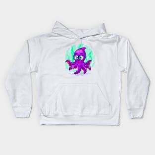 Cartoon surprised octopus Kids Hoodie